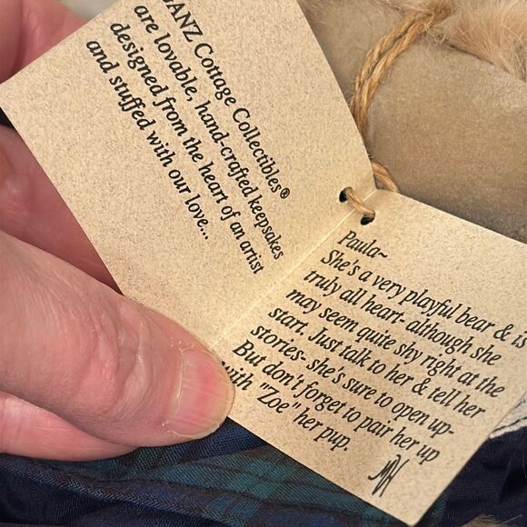 GANZ Cottage Collectibles Paula-Girl Bear w' Dress Jointed Plush  18" 1999 - Picture 9 of 10